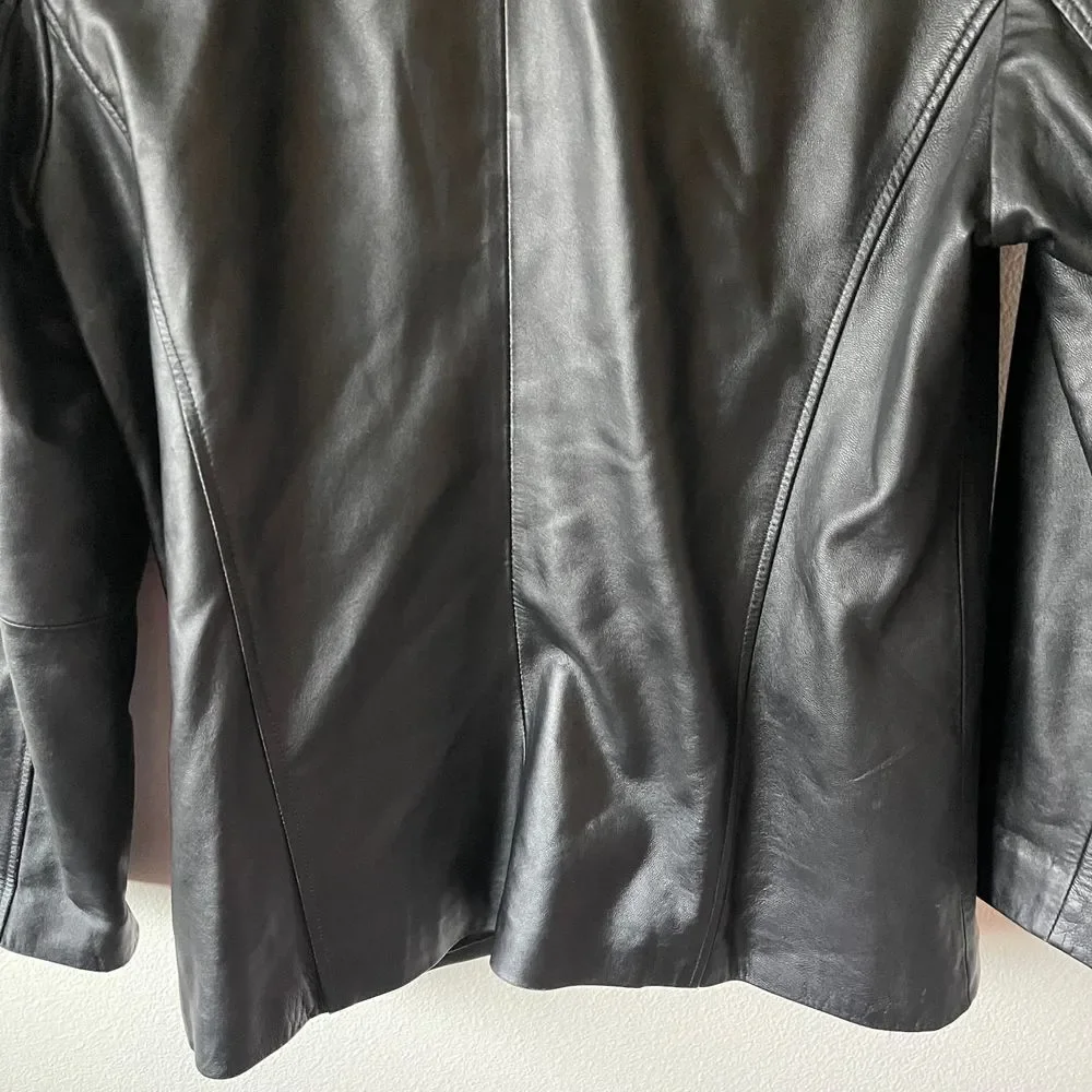 Vintage Sonoma Lambskin Piel Leather 90s Y2K Button-Front Leather‎ Jacket - Picture 10 of 10
